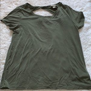 Cross back army green shirt